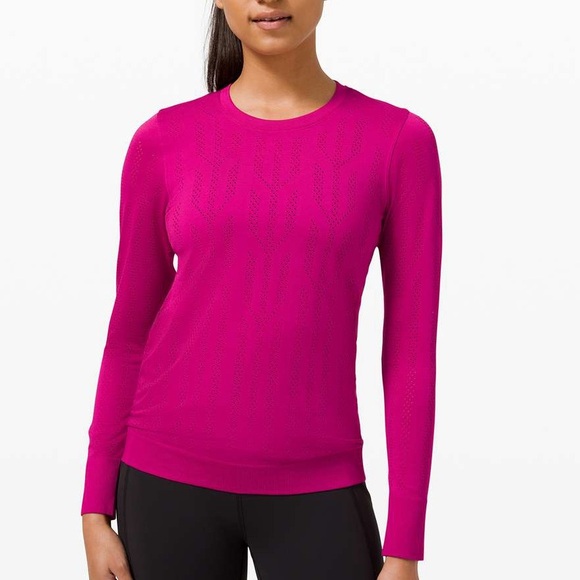 lululemon athletica Tops - Lululemon Women’s Swiftly Breathe Long Sleeve Fetching Lines (Ripened Raspberry)
